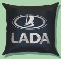 Подушка из экокожи с логотипом "Lada"