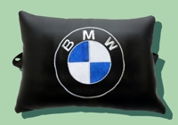 Подушка на подголовник из экокожи "BMW"