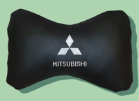 Подушка на подголовник из экокожи фигурная "Mitsubishi"
