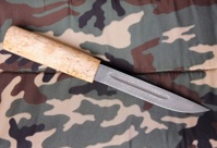 Нож "Якут" из дамасской стали, рукоять карельская береза