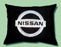 Подушка на подголовник "Nissan", вышитая